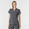 RENEW Women's Mandarin Collar Scrub Top Pewter side view