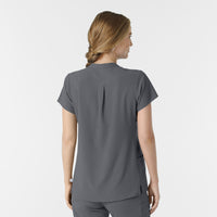 RENEW Women's Mandarin Collar Scrub Top Pewter back view