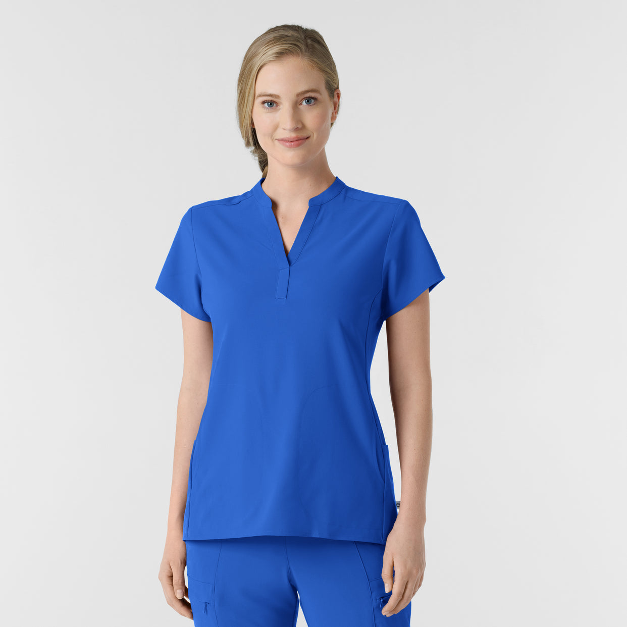 RENEW Women's Mandarin Collar Scrub Top Royal