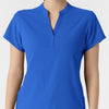 RENEW Women's Mandarin Collar Scrub Top Royal front detail