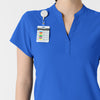 RENEW Women's Mandarin Collar Scrub Top Royal side detail 2