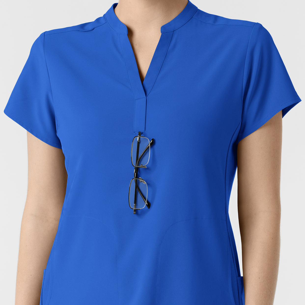 RENEW Women's Mandarin Collar Scrub Top Royal hemline detail