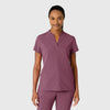 RENEW Women's Mandarin Collar Scrub Top Wine Heather