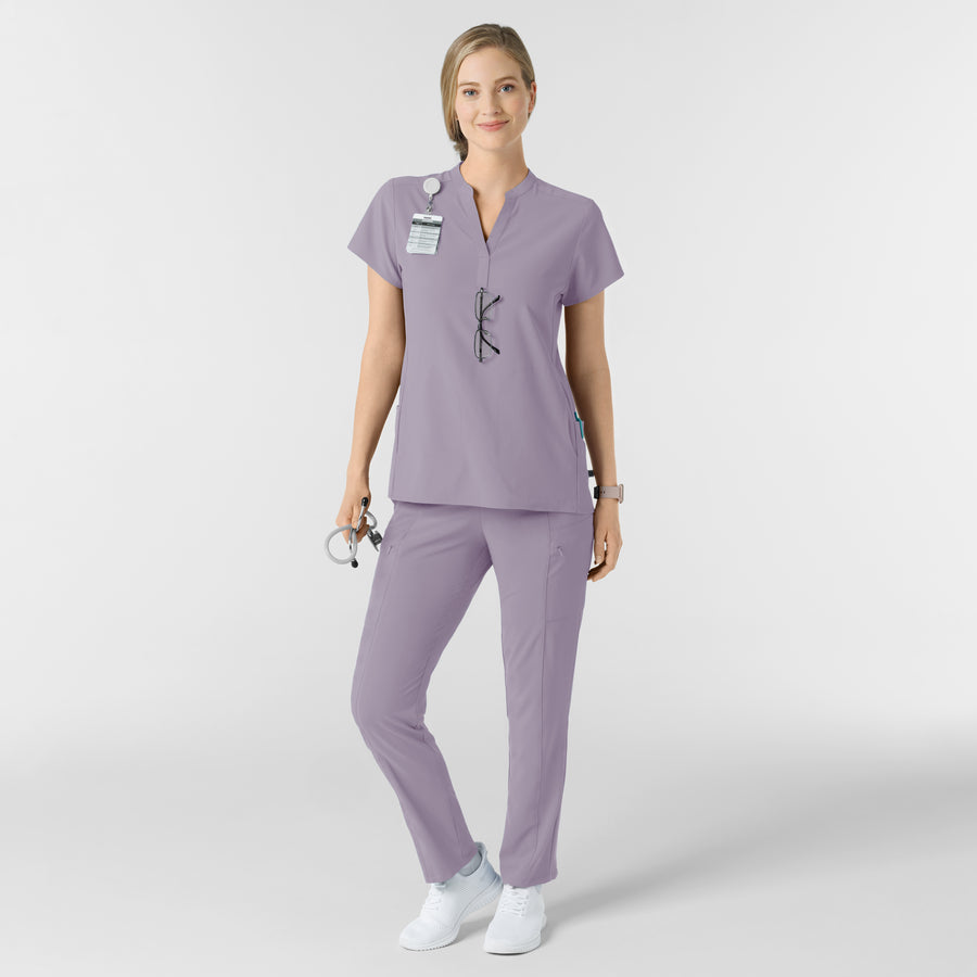RENEW Women's Mandarin Collar Scrub Top Wisteria scrub set