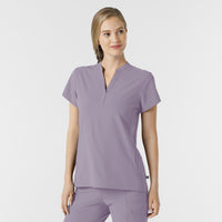 RENEW Women's Mandarin Collar Scrub Top - Wisteria side