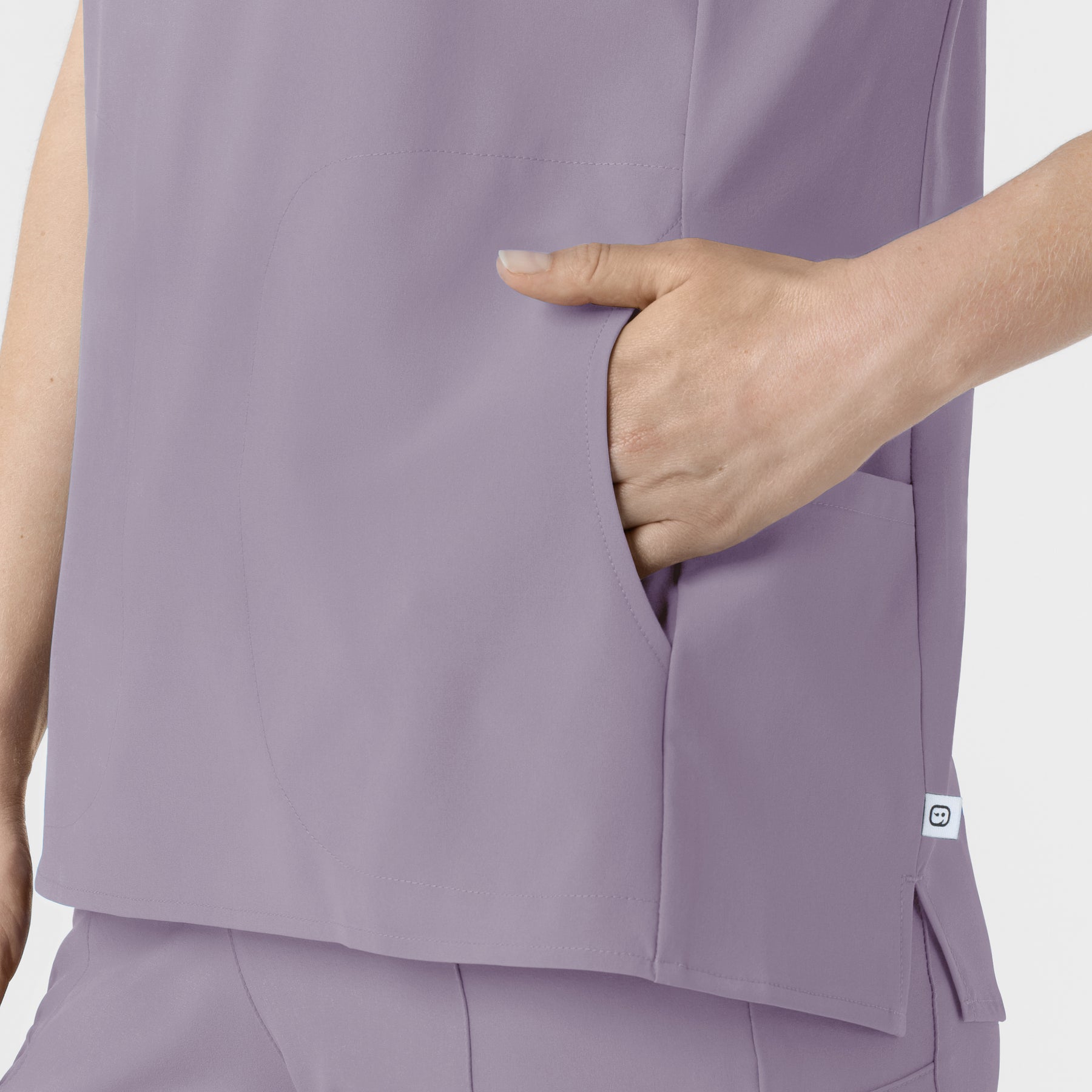 RENEW Women's Mandarin Collar Scrub Top - Wisteria pocket