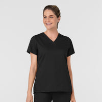 Boundless Women's Slip in Pockets V-Neck Scrub Top Black