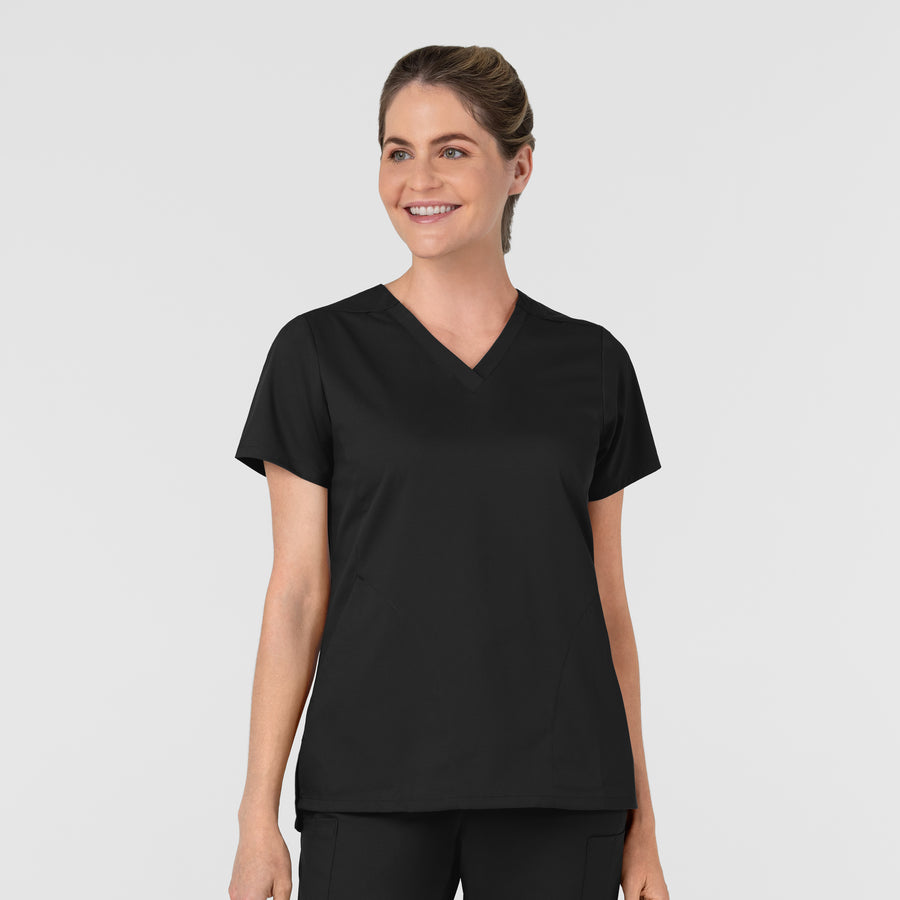 Boundless Women's Slip in Pockets V-Neck Scrub Top Black