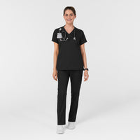 Boundless Women's Slip in Pockets V-Neck Scrub Top Black full scrub set