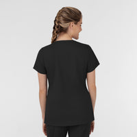 Boundless Women's Slip in Pockets V-Neck Scrub Top Black back view