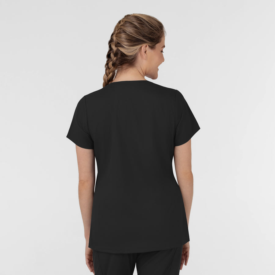 Boundless Women's Slip in Pockets V-Neck Scrub Top Black back view