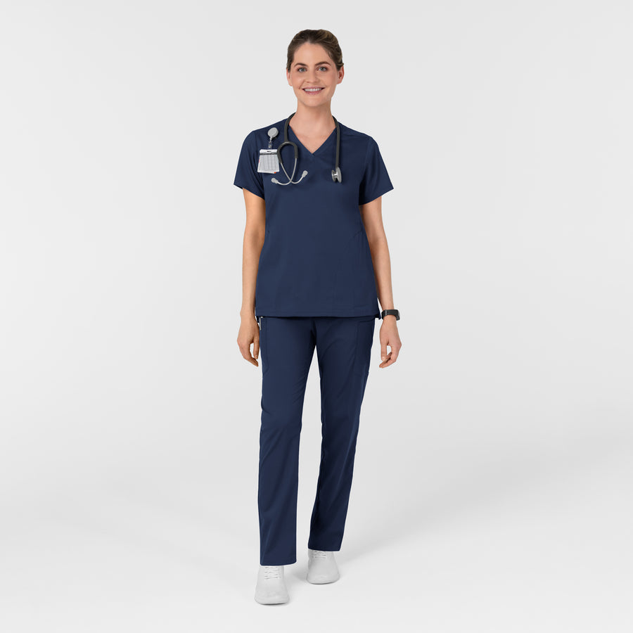 Boundless Women's Slip in Pockets V-Neck Scrub Top Navy full scrub set