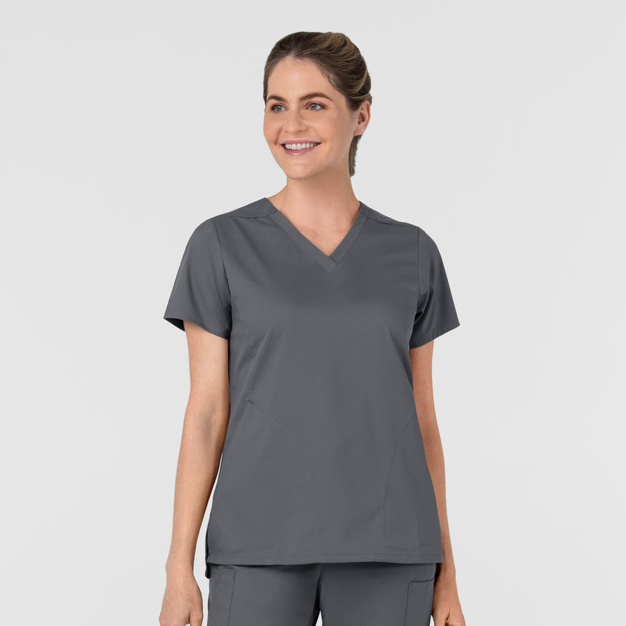 Boundless Women's Slip in Pockets V-Neck Scrub Top Pewter