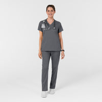 Boundless Women's Slip in Pockets V-Neck Scrub Top Pewter full scrub set