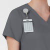 Boundless Women's Slip in Pockets V-Neck Scrub Top Pewter side detail 1