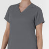 Boundless Women's Slip in Pockets V-Neck Scrub Top Pewter side detail 2