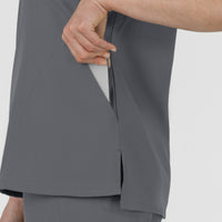 Boundless Women's Slip in Pockets V-Neck Scrub Top Pewter hemline detail