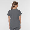 Boundless Women's Slip in Pockets V-Neck Scrub Top Pewter back view