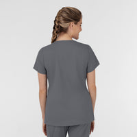 Boundless Women's Slip in Pockets V-Neck Scrub Top Pewter back view