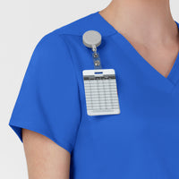Boundless Women's Slip in Pockets V-Neck Scrub Top Royal side detail 1