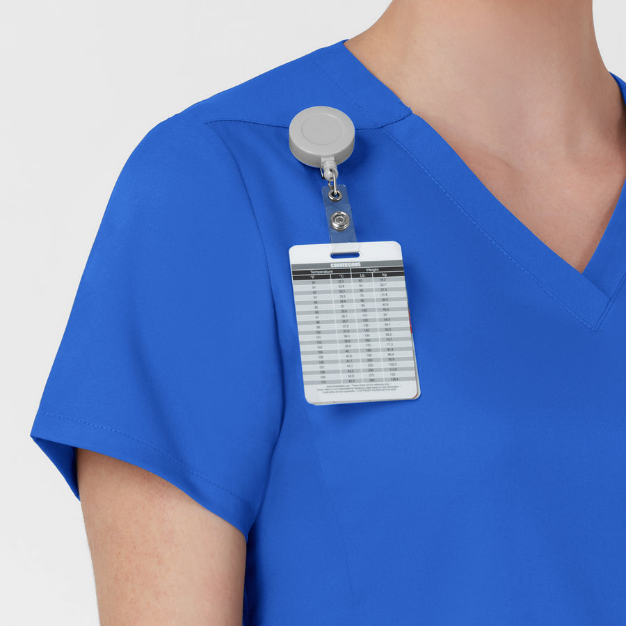Boundless Women's Slip in Pockets V-Neck Scrub Top Royal side detail 1