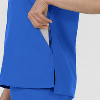 Boundless Women's Slip in Pockets V-Neck Scrub Top Royal hemline detail