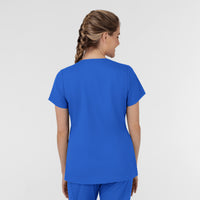 Boundless Women's Slip in Pockets V-Neck Scrub Top Royal back view