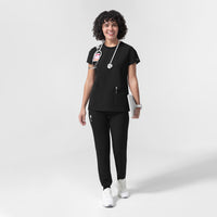 NURTUR Women's Cap Sleeve Crew Neck Scrub Top Black full scrub set
