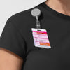 NURTUR Women's Cap Sleeve Crew Neck Scrub Top Black side detail 1
