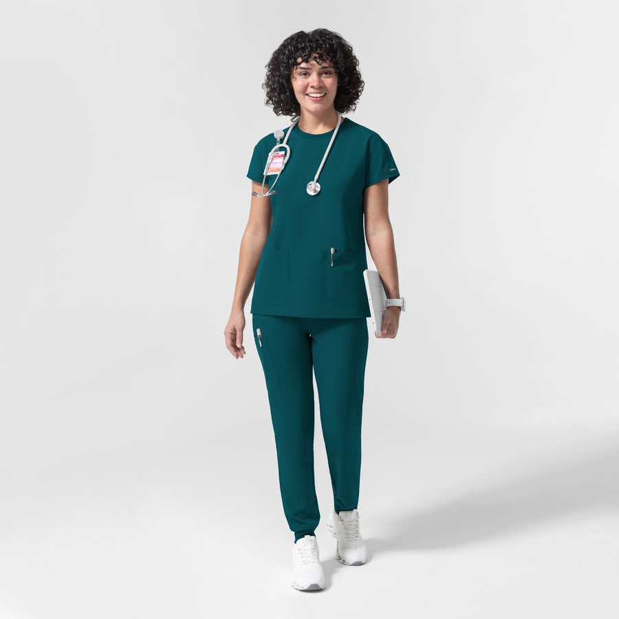 NURTUR Women's Cap Sleeve Crew Neck Scrub Top Caribbean full scrub set