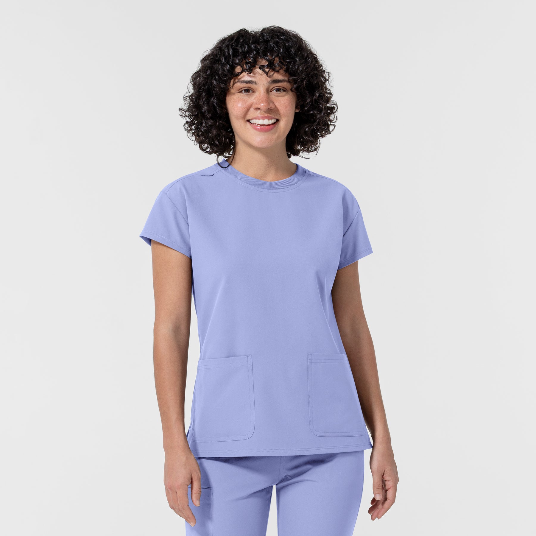NURTUR Women's Cap Sleeve Crew Neck Scrub Top Ceil Blue