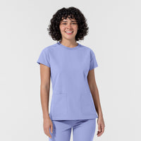 NURTUR Women's Cap Sleeve Crew Neck Scrub Top Ceil Blue