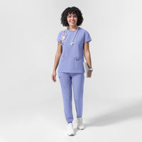 NURTUR Women's Cap Sleeve Crew Neck Scrub Top Ceil Blue full scrub set