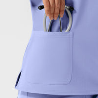 NURTUR Women's Cap Sleeve Crew Neck Scrub Top Ceil Blue front detail