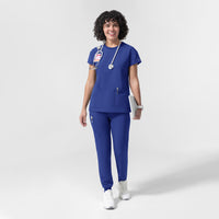 NURTUR Women's Cap Sleeve Crew Neck Scrub Top Galaxy Blue full scrub set