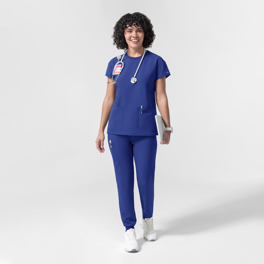 NURTUR Women's Cap Sleeve Crew Neck Scrub Top Galaxy Blue full scrub set