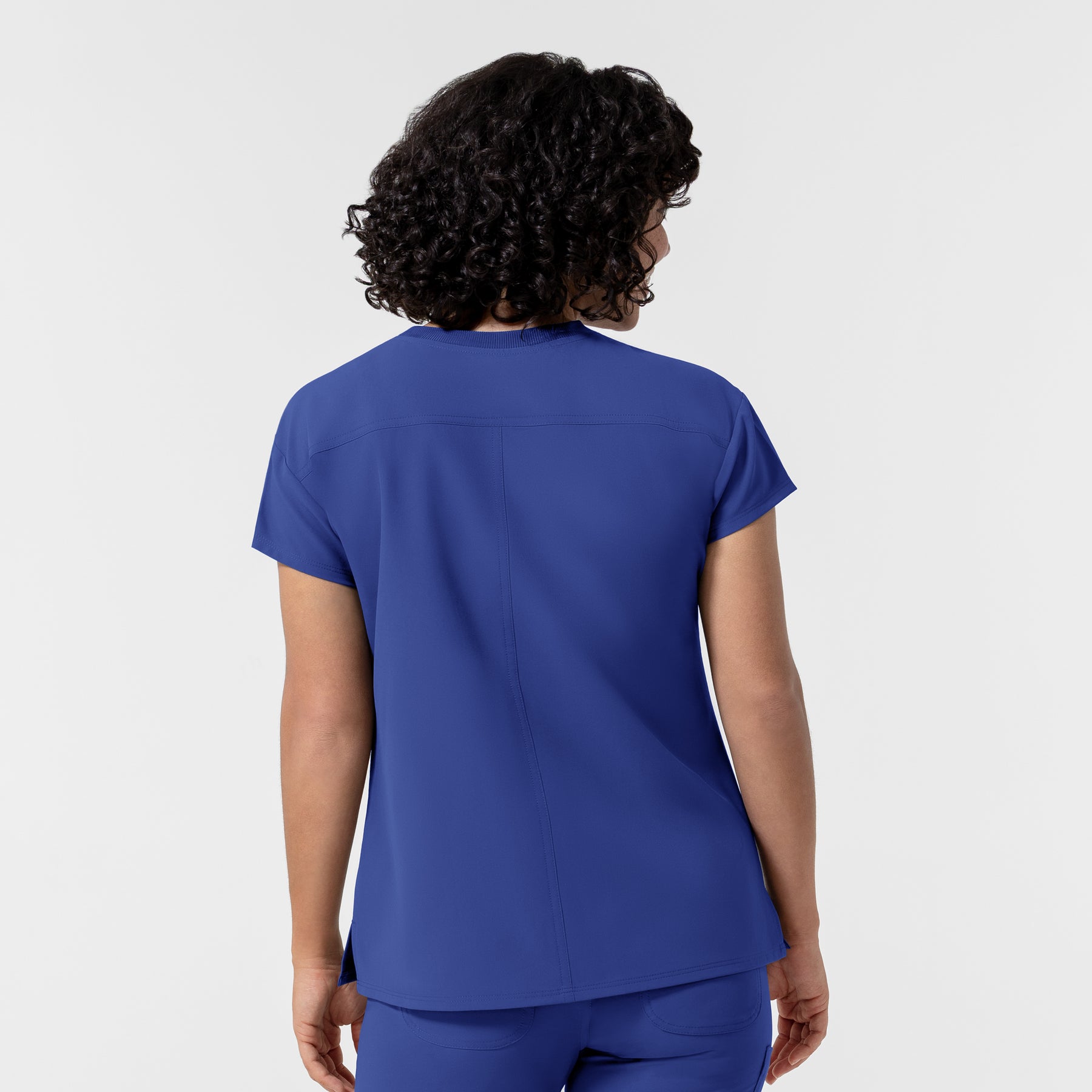 NURTUR Women's Cap Sleeve Crew Neck Scrub Top Galaxy Blue back view