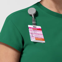 NURTUR Women's Cap Sleeve Crew Neck Scrub Top Hunter side detail 1