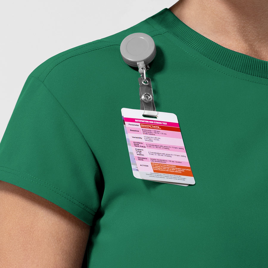 NURTUR Women's Cap Sleeve Crew Neck Scrub Top Hunter side detail 1