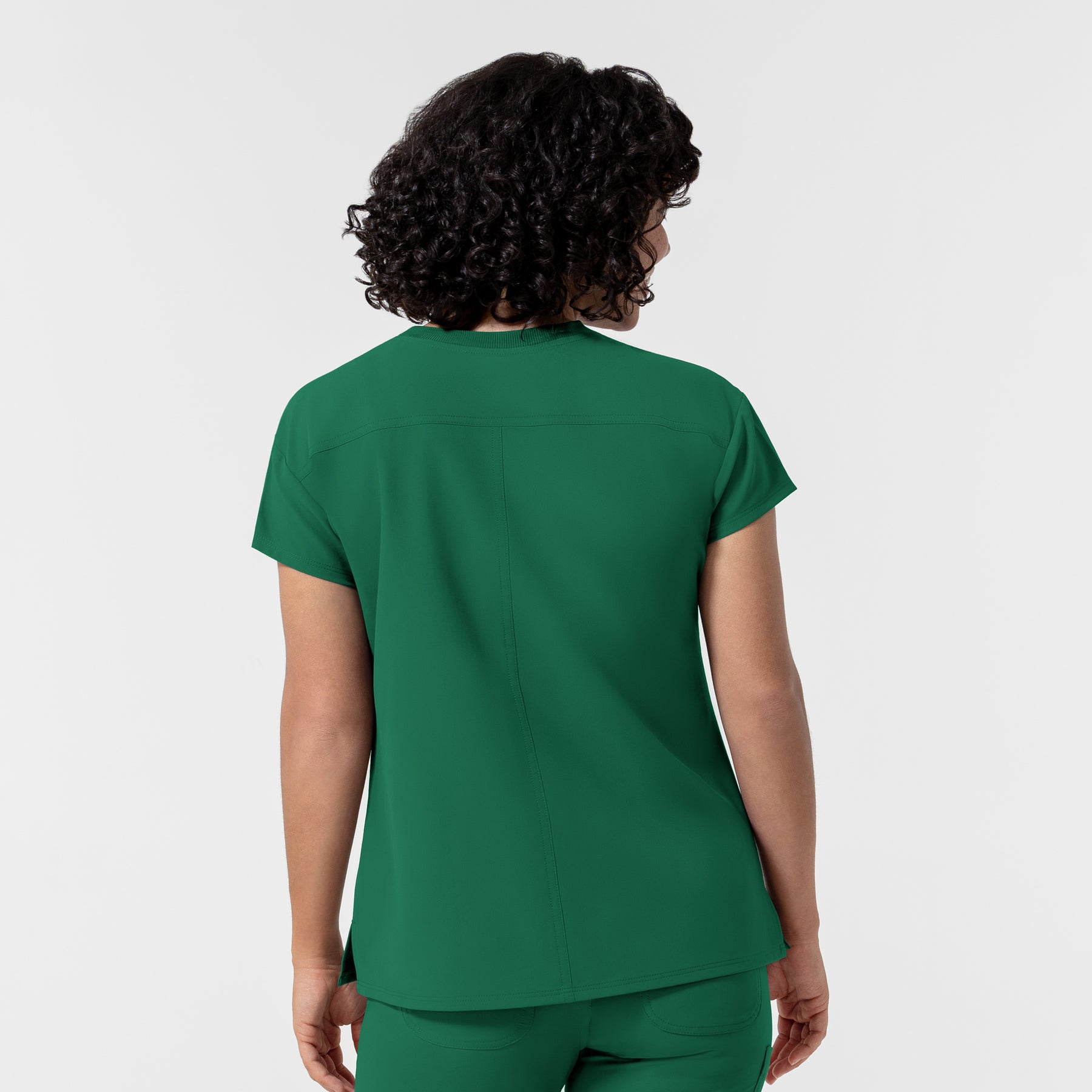 NURTUR Women's Cap Sleeve Crew Neck Scrub Top Hunter back view
