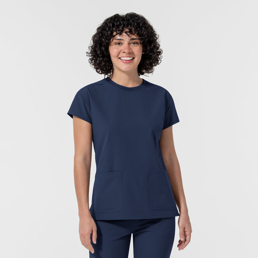 NURTUR Women's Cap Sleeve Crew Neck Scrub Top Navy