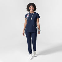 NURTUR Women's Cap Sleeve Crew Neck Scrub Top Navy full scrub set