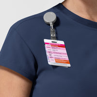NURTUR Women's Cap Sleeve Crew Neck Scrub Top Navy side detail 1