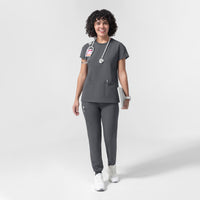NURTUR Women's Cap Sleeve Crew Neck Scrub Top Pewter full scrub set
