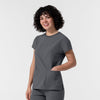 NURTUR Women's Cap Sleeve Crew Neck Scrub Top Pewter side view