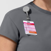 NURTUR Women's Cap Sleeve Crew Neck Scrub Top Pewter side detail 1