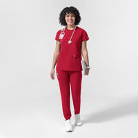 NURTUR Women's Cap Sleeve Crew Neck Scrub Top Red full scrub set