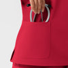 NURTUR Women's Cap Sleeve Crew Neck Scrub Top Red front detail