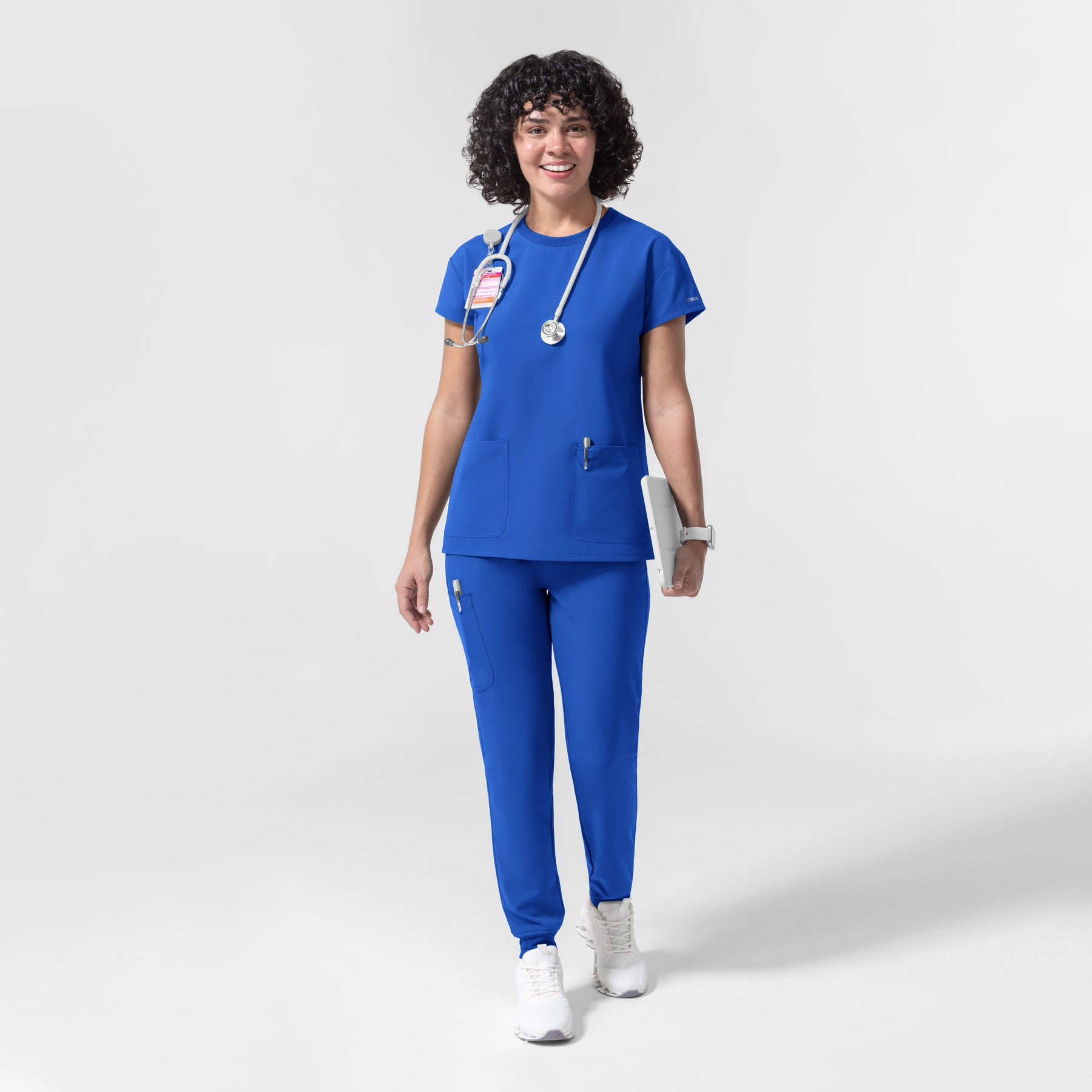 NURTUR Women's Cap Sleeve Crew Neck Scrub Top Royal full scrub set