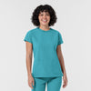 NURTUR Women's Cap Sleeve Crew Neck Scrub Top Teal Blue